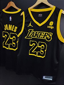 CAMISA REGATA MASCULINA PLUS SIZE LAKERS PRETA