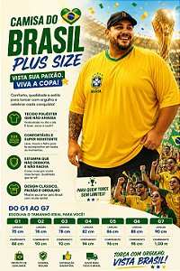 CAMISA DA SELEÇAO BRASILEIRA PLUS SIZE G1 AO G7