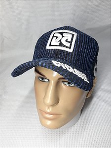 Boné da Cyclone veludo Bordado azul e preto