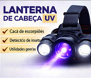 Lanterna Cabeça 1 Led Ultravioleta 2 Branco 395 Nanometros