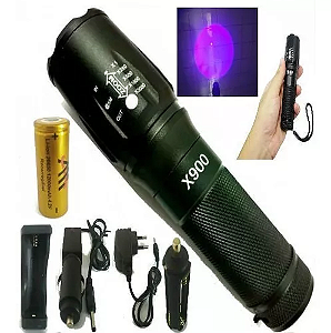 Lanterna X900 Multifuncional Recarregável Luz Negra 395 Nm