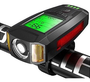 Farol Led Bike Bicicleta Alarme Antifurto Velocimetro Buzina