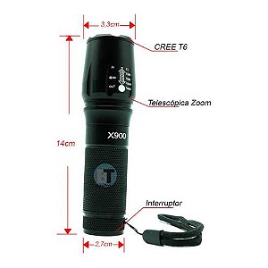 Lanterna Tática Militar Potente T900 Alta Durabilidade