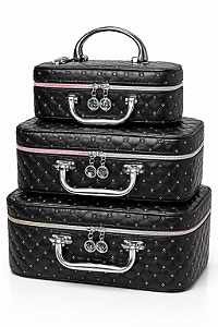 MALETA KIT COM 3 - PRETA COM STRASS