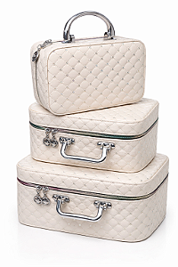 MALETA KIT COM 3 - STRASS OFF WHITE