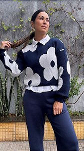 BLUSA DE TRICO FLOR CELESTE RT