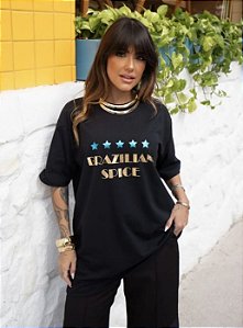 CAMISETA BRASIL BRILHO DOURADO ESTRELA