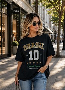 CAMISETA BRASIL BRILHO DOURADO NUMERO 10
