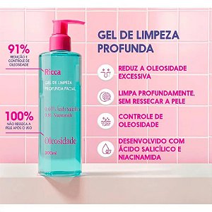 GEL DE LIMPEZA PROFUNDA FACIAL RICCA 300ML