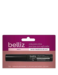 COLA PARA CILIOS BELLIZ 48HRS PRETA COM APLICADOR 5G