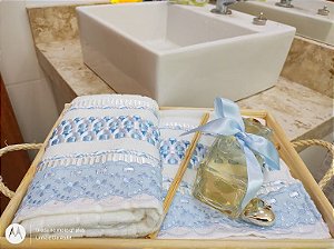 Kit Dia das Mães Luxo – Toalha de rosto e lavabo com aromatizador de ambiente