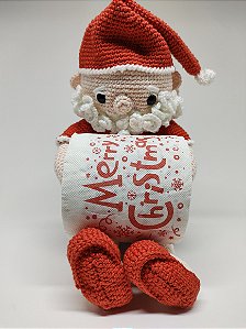 Papai Noel Porta-Papel Higiênico em Crochê