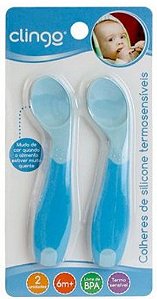 Colheres de Silicone Termosensíveis Azul - 2 unidades - Clingo