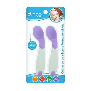 Colheres de Silicone Termosensíveis Roxa - 2 unidades - Clingo