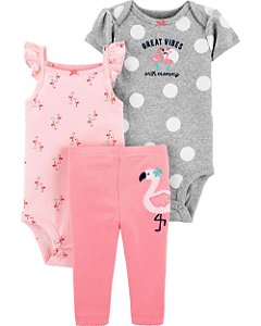 Conjunto 3 peças Flamingo - Carter's