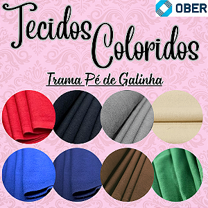 Tecido Colorido Liso Pé de Galinha Ober 5mX74cm