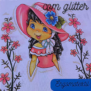 Pano Bainha Boneca Tina com Glitter para fazer Saia de Crochê 45x72cm 100% Algodão