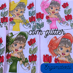 Pano Bainha Boneca Nina com Glitter para fazer Saia de Crochê 45x72cm 100% Algodão