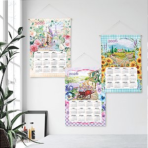 Jogo Pano de Copa Havana Calendário 2026 Estampa B 43x62cm 3 Peças - Döhler