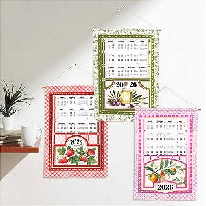 Jogo Pano de Copa Havana Calendário 2026 Estampa C 43x62cm 3 Peças - Döhler