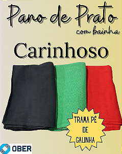 Pano de Prato Colorido com Bainha Liso Pé de Galinha Carinhoso 38x66cm - Ober