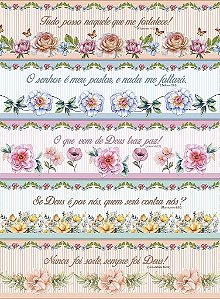 Tricoline Digital Barrado Frases Bíblicas 55cm x 1,50mt