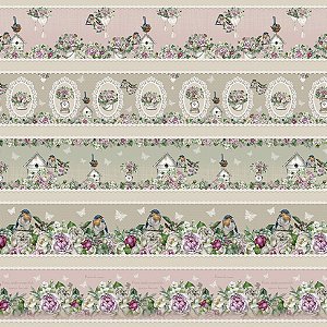 Tricoline Digital Barrado Peonia do Campo 55cm x 1,50mt