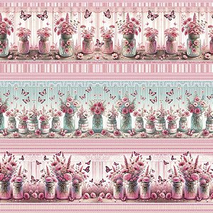 Tricoline Digital Barrado Potes de Amor 55cm x 1,50mt