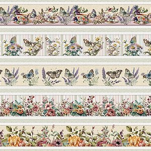 Tricoline Digital Barrado Chá no Bosque 55cm x 1,50mt