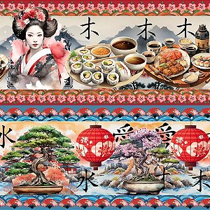 Tricoline Digital Barrado Japão 55cm x 1,50mt