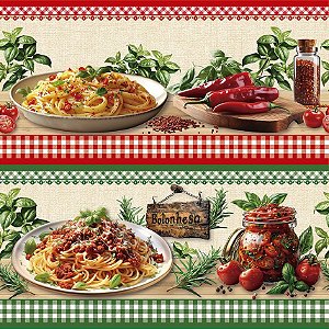 Tricoline Digital Barrado Massas da Nona 55cm x 1,50mt