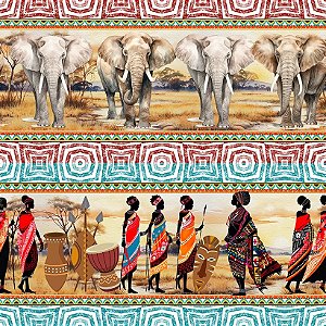 Tricoline Digital Barrado África 55cm x 1,50mt