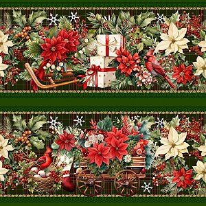 Tricoline Digital Barrado Feliz Natal Verde 55cm x 1,50mt