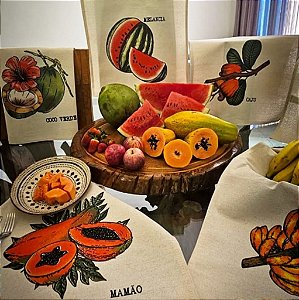 Coleção Pano de Prato Rústico Estampado Frutas 45x72cm Extra - Engomatextil / Estilotex