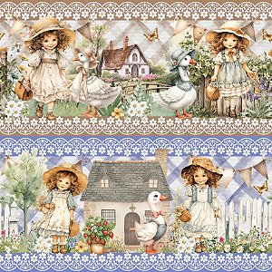 Tricoline Digital Barrado Camponesa Cottage 55cm x 1,50mt