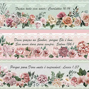 Tricoline Digital Barrado Frases Bíblicas Jardim de Luz 55cm x 1,50mt