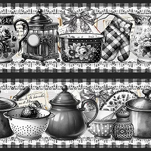 Tricoline Digital Barrado Cozinha Retrô 55cm x 1,50mt