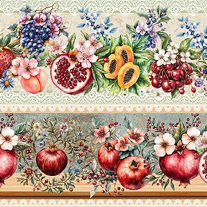 Tricoline Digital Barrado Frutas do Campo 55cm x 1,50mt