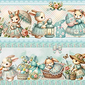 Tricoline Digital Barrado Páscoa dos Sonhos 55cm x 1,50mt