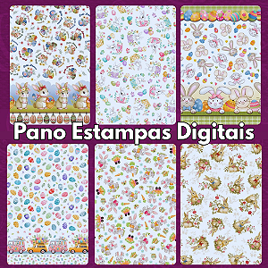 Pano de Prato Extra Estampa Digital Páscoa 50mX75cm Engomatextil / Estilotex