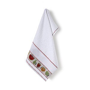 Pano de Copa Felpudo Jacquard Vigo II Liso P/ Bordar Barrado Frutas - Dohler