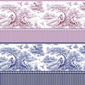 Tricoline Digital Barrado Toile de Jouy 55cm x 1,50mt