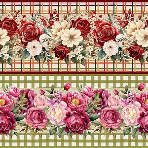 Tricoline Digital Barrado Aroma de Flores 55cm x 1,50mt