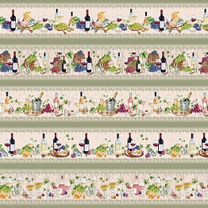 Tricoline Digital Barrado Vinhos e Parreiras 55cm x 1,50mt
