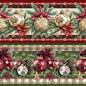Tricoline Digital Barrado Decoração de Natal 55cm x 1,50mt