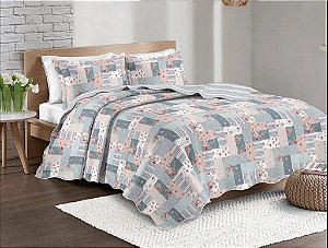 Colcha Dupla Face Evolution Patchwork Casal Lavima Camesa - 3 Peças