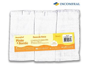 Pano de Boca Pinte e Borde Cor Branco 3 Peças - Incomfral