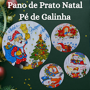 Pano Bainha Estampado Natal 100% Algodão Pé de Galinha 41x69cm - MC