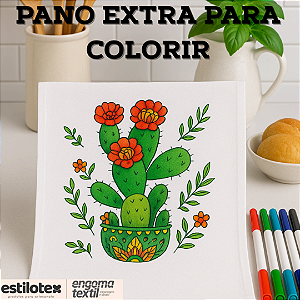 Pano de Prato Bainha Riscado Engomatextil Estampas Variadas para Pintar 100% Algodão 45x70cm