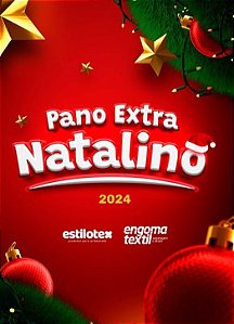 Pano de Prato com Bainha Estampado Natal com Glitter Engomatextil Extra 100% Algodão 45x72cm